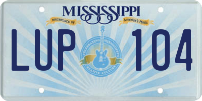 MS license plate LUP104