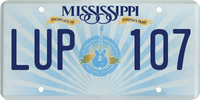 MS license plate LUP107