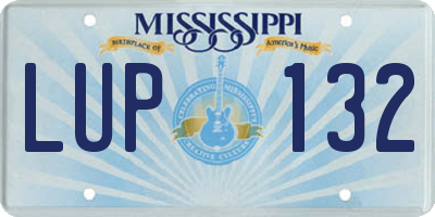 MS license plate LUP132
