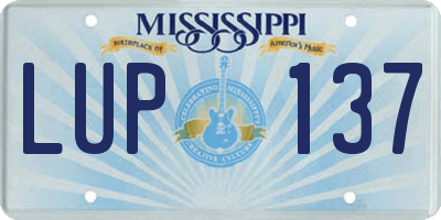 MS license plate LUP137