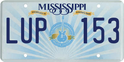 MS license plate LUP153