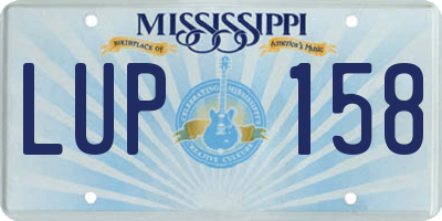MS license plate LUP158