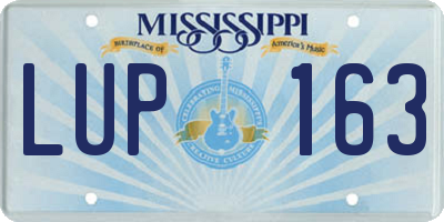 MS license plate LUP163