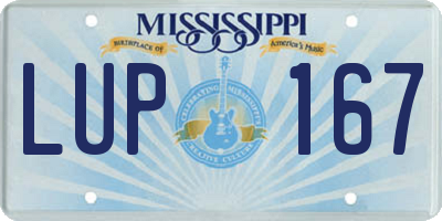 MS license plate LUP167