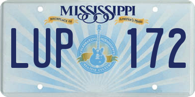 MS license plate LUP172