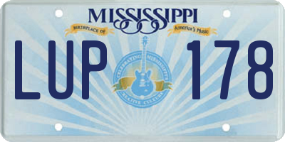 MS license plate LUP178
