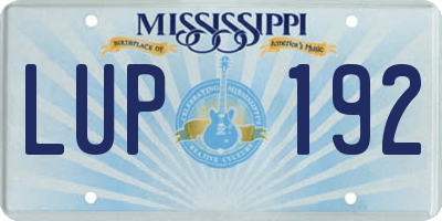 MS license plate LUP192