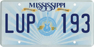 MS license plate LUP193