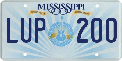 MS license plate LUP200