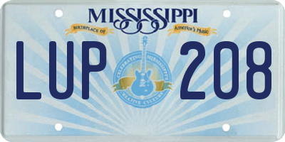 MS license plate LUP208