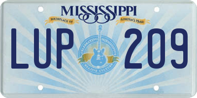 MS license plate LUP209
