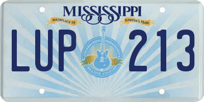 MS license plate LUP213