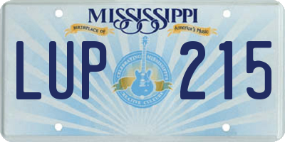 MS license plate LUP215
