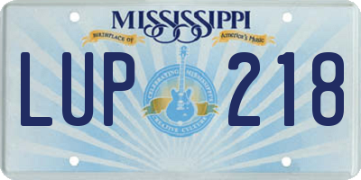 MS license plate LUP218
