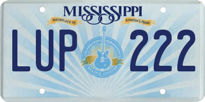 MS license plate LUP222
