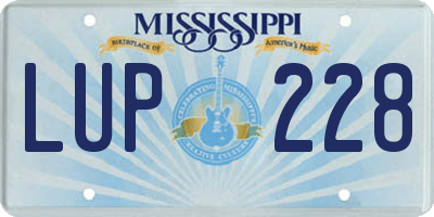 MS license plate LUP228