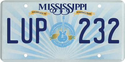 MS license plate LUP232