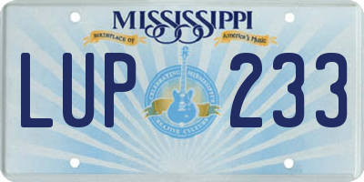 MS license plate LUP233