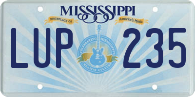 MS license plate LUP235