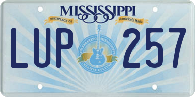 MS license plate LUP257