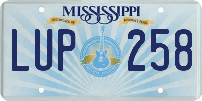 MS license plate LUP258