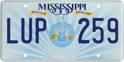 MS license plate LUP259