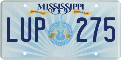 MS license plate LUP275