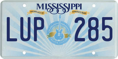 MS license plate LUP285