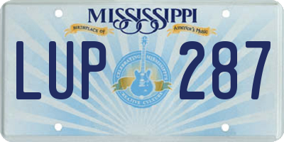 MS license plate LUP287