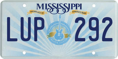 MS license plate LUP292