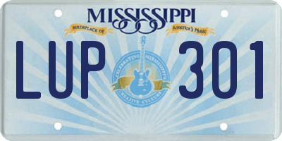 MS license plate LUP301