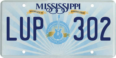 MS license plate LUP302