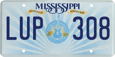 MS license plate LUP308