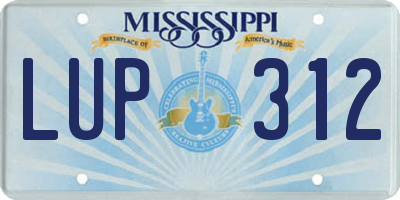 MS license plate LUP312