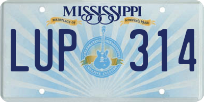 MS license plate LUP314