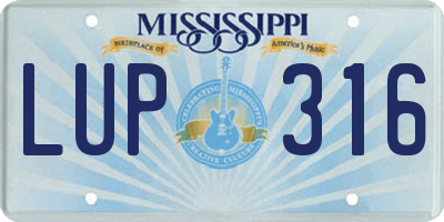 MS license plate LUP316