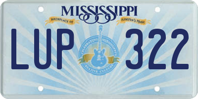 MS license plate LUP322