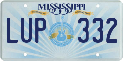 MS license plate LUP332