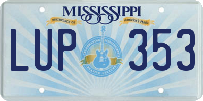 MS license plate LUP353