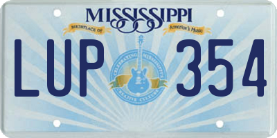 MS license plate LUP354
