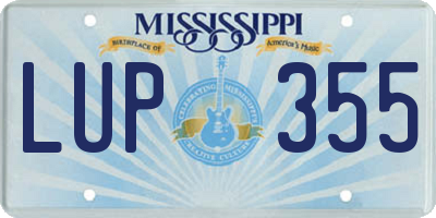 MS license plate LUP355