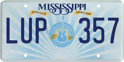 MS license plate LUP357