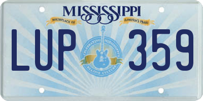 MS license plate LUP359