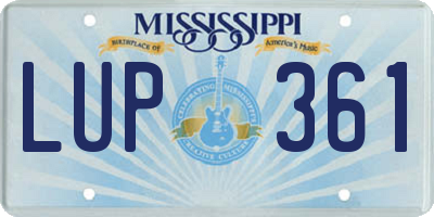MS license plate LUP361