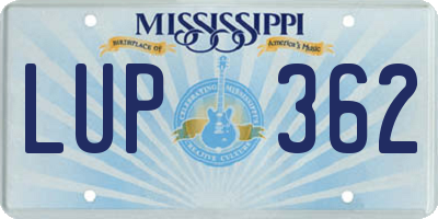 MS license plate LUP362