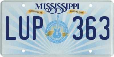 MS license plate LUP363