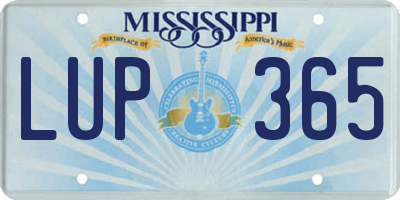 MS license plate LUP365