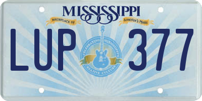 MS license plate LUP377