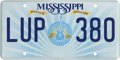 MS license plate LUP380