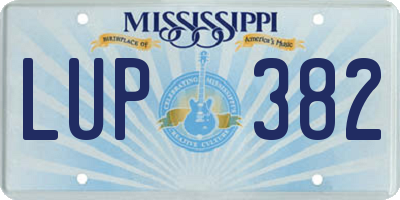 MS license plate LUP382